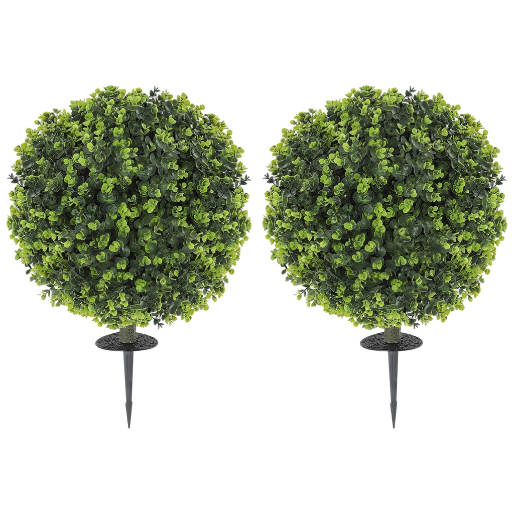 Set 2 Piante Artificiali di Bosso da 40 cm con Picchetto Integrato per Interno ed Esterno. Verde