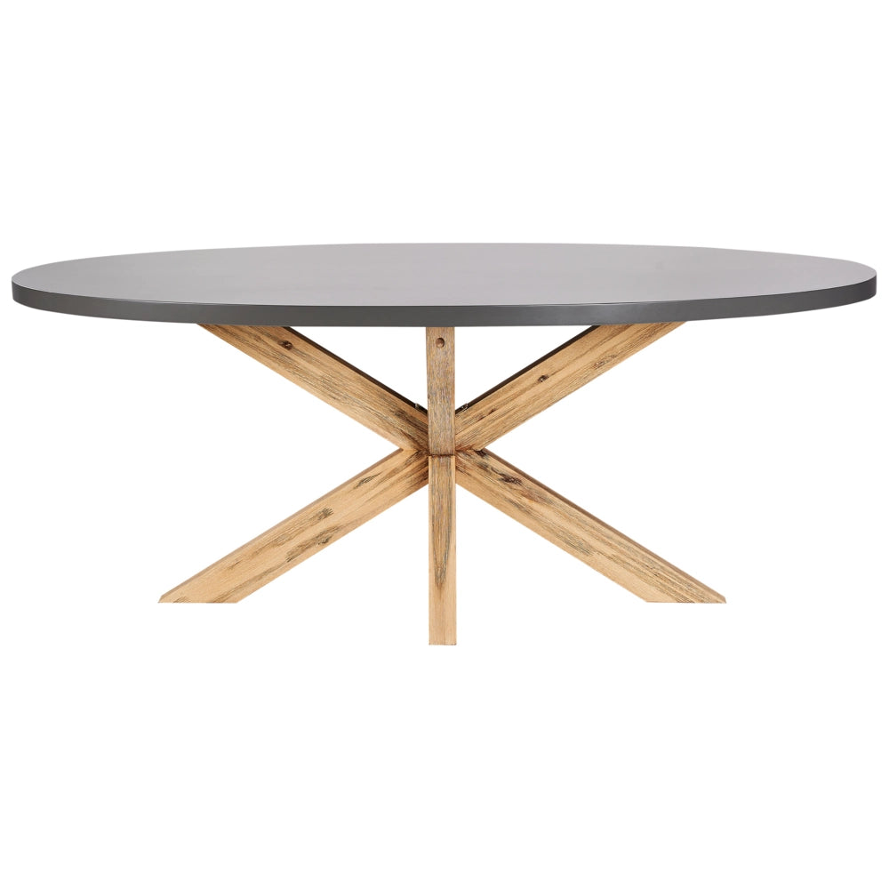 Set da pranzo da giardino con 6 sedie Grigio e nero Legno chiaro Cemento Acacia 190 x 100 cm Mobili da giardino