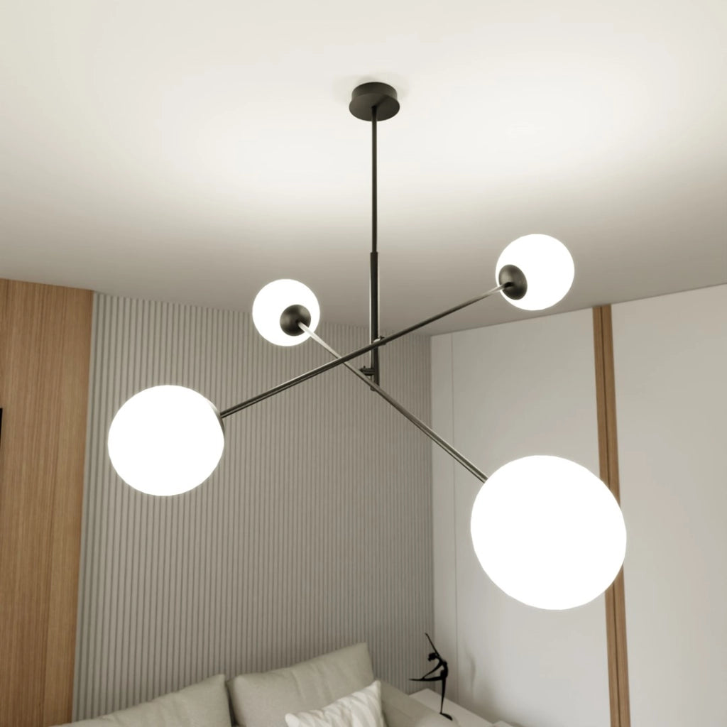 Lampadario Emibig Linear 4xE14 nero/opalino dimmerabile 102cm