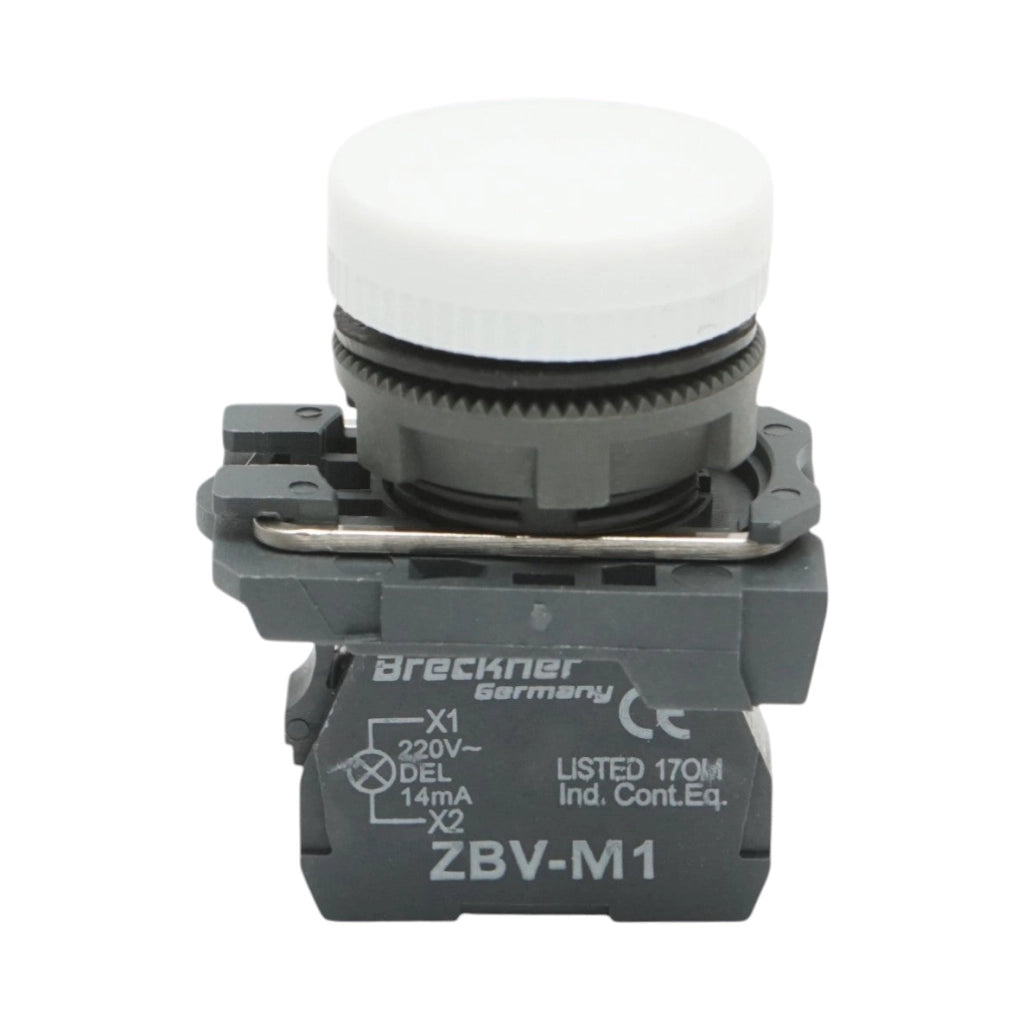 Indicatore di segnale LED bianco 1NO+1NC, 220V, 14mA, TB5 Breckner Germany