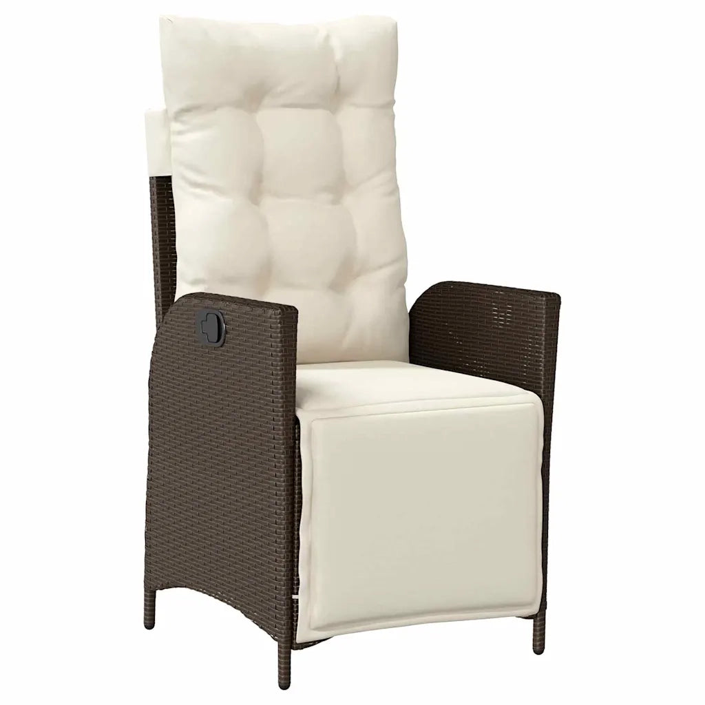 Set da Pranzo per Giardino con cuscino 5 pcs Marrone polyrattan