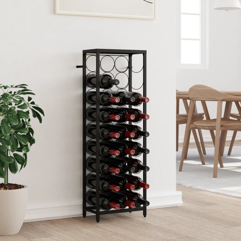 Portavini da 27 Bottiglie Nero 34x18x100cm in Ferro Battuto 358365