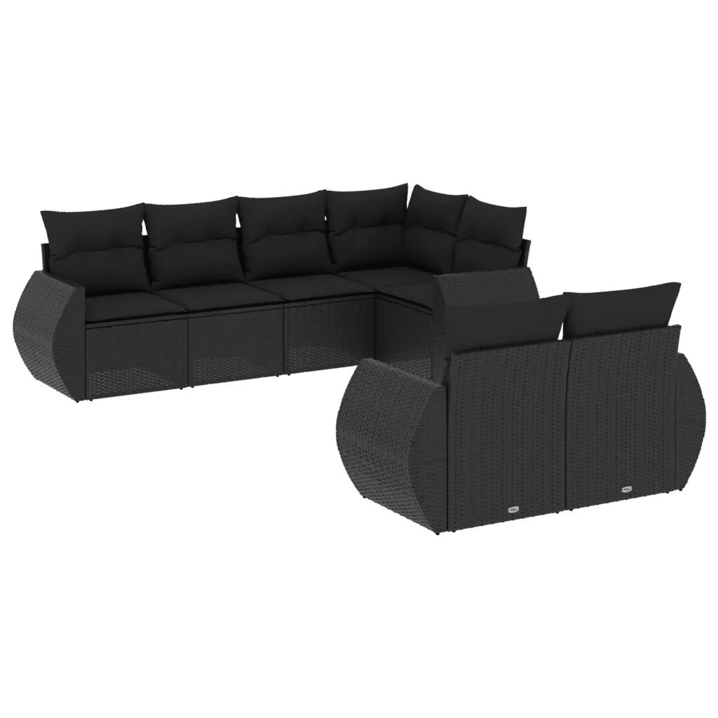 Set Divani da Giardino con Cuscini 7pz Nero Polyrattan 3221604