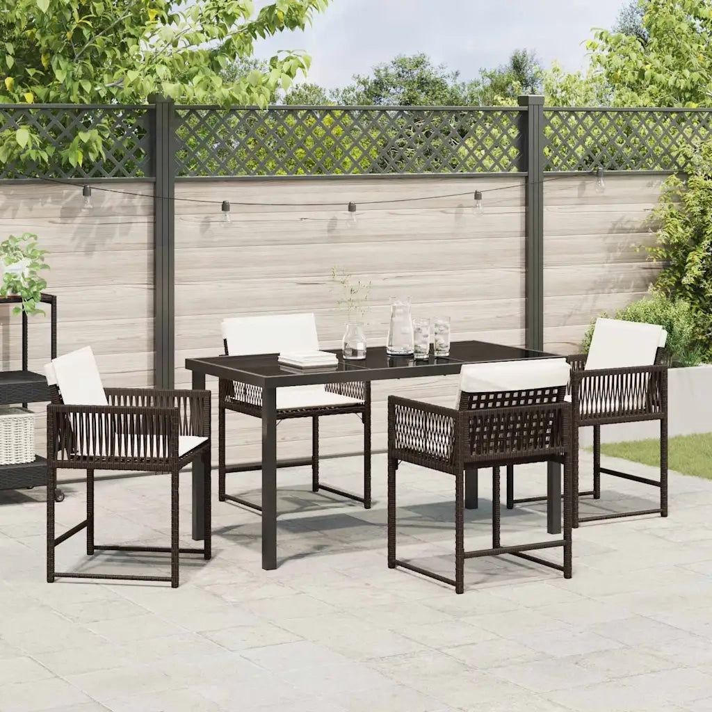 Set da Pranzo per Giardino 5 pcs Marrone polyrattan