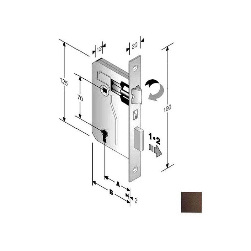 Serratura Patent Mm 8X70 E50 Bq Bronzata Gb