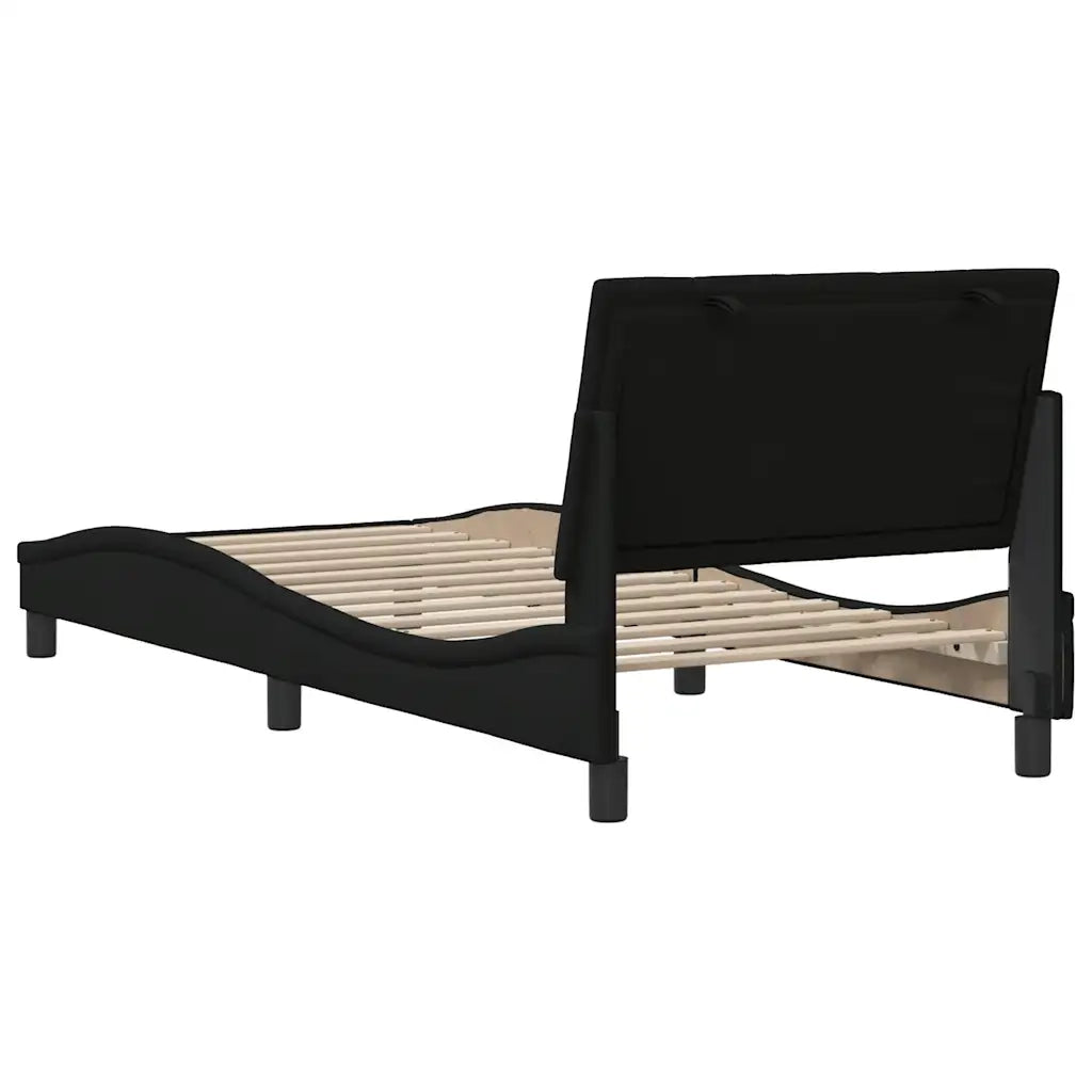 Letto singolo | Letto per adulti | Giroletto senza Materasso Hanko Nero 90x200 cm in Tessuto