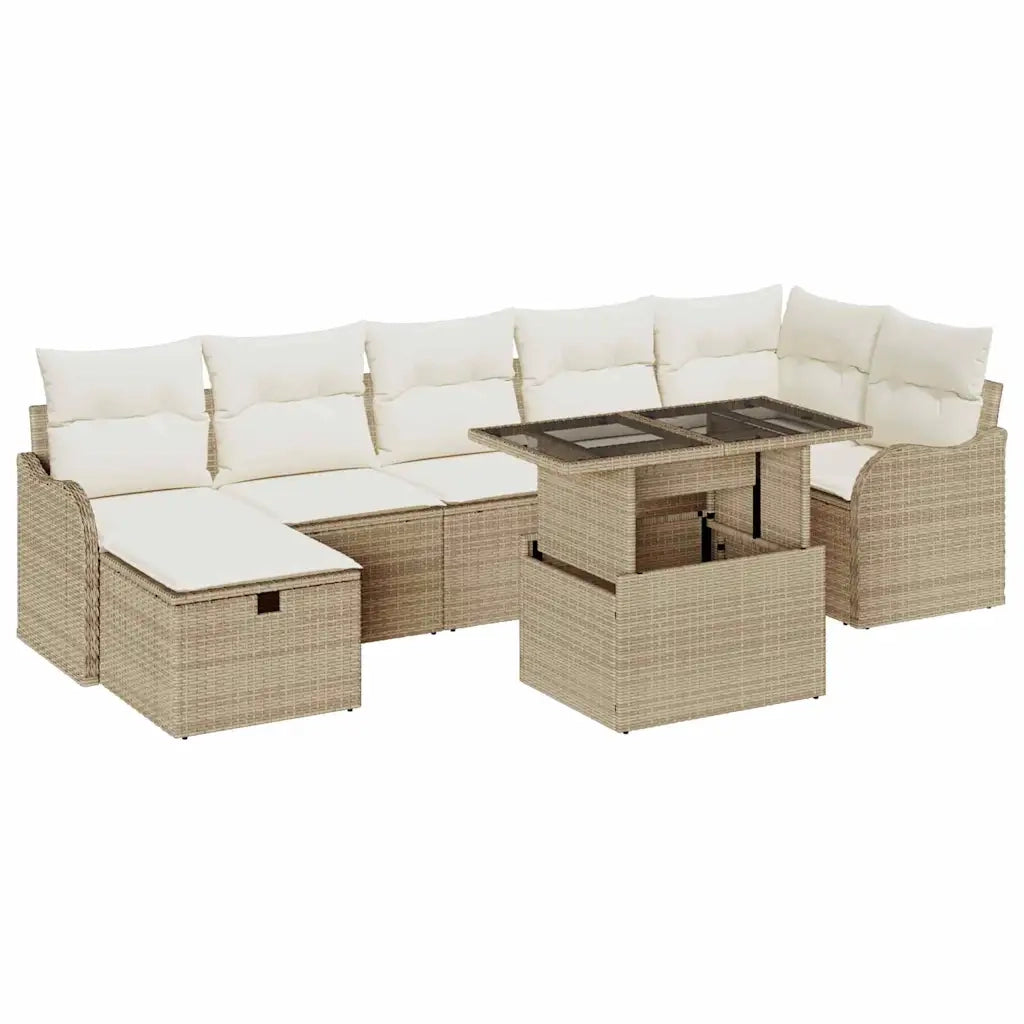 Set Divano da Giardino con cuscino 8 pcs Beige Poly Rattan 3361060