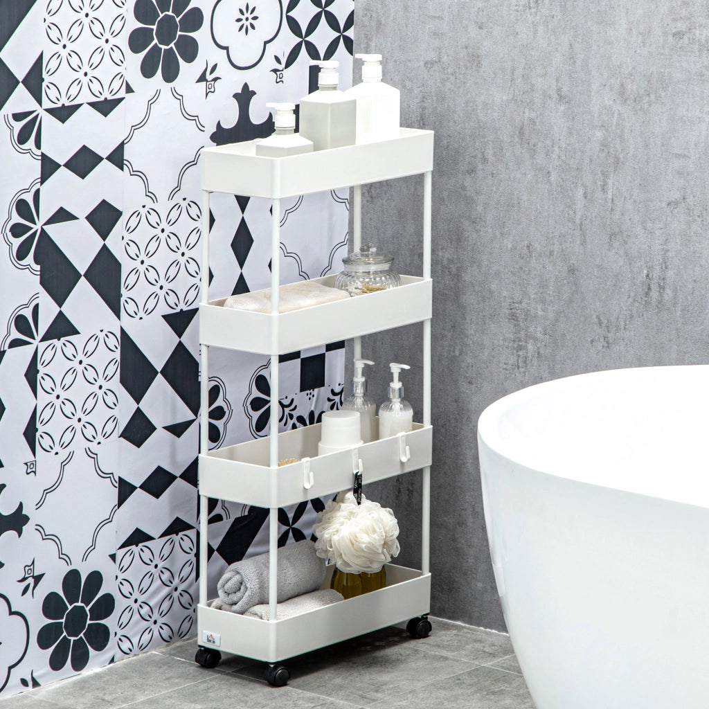 Carr¨¨ di servizio 4 livelli con ruote e cesti ¨C Minimal ¨C bianco