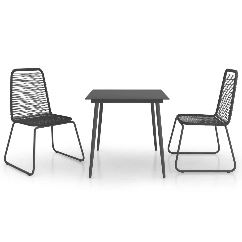 Set da Pranzo da Giardino 3 pz in Rattan PVC Nero