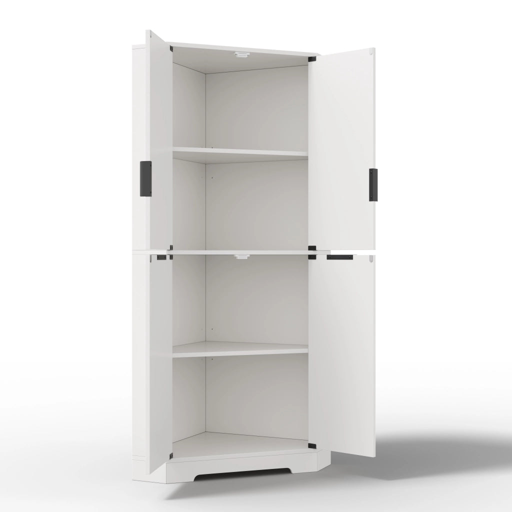 Armadio angolare ¨C Minimal ¨C Bianco in legno, 4 ante, ripiani regolabili, 60¡Á60¡Á172 cm
