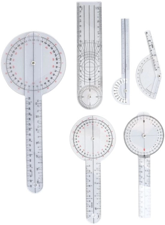 Set di Gonimetri 6 in PVC - Fisioterapia - Utilizzo domestico - Studenti - Leggero e facile da usare - Strumento di misura