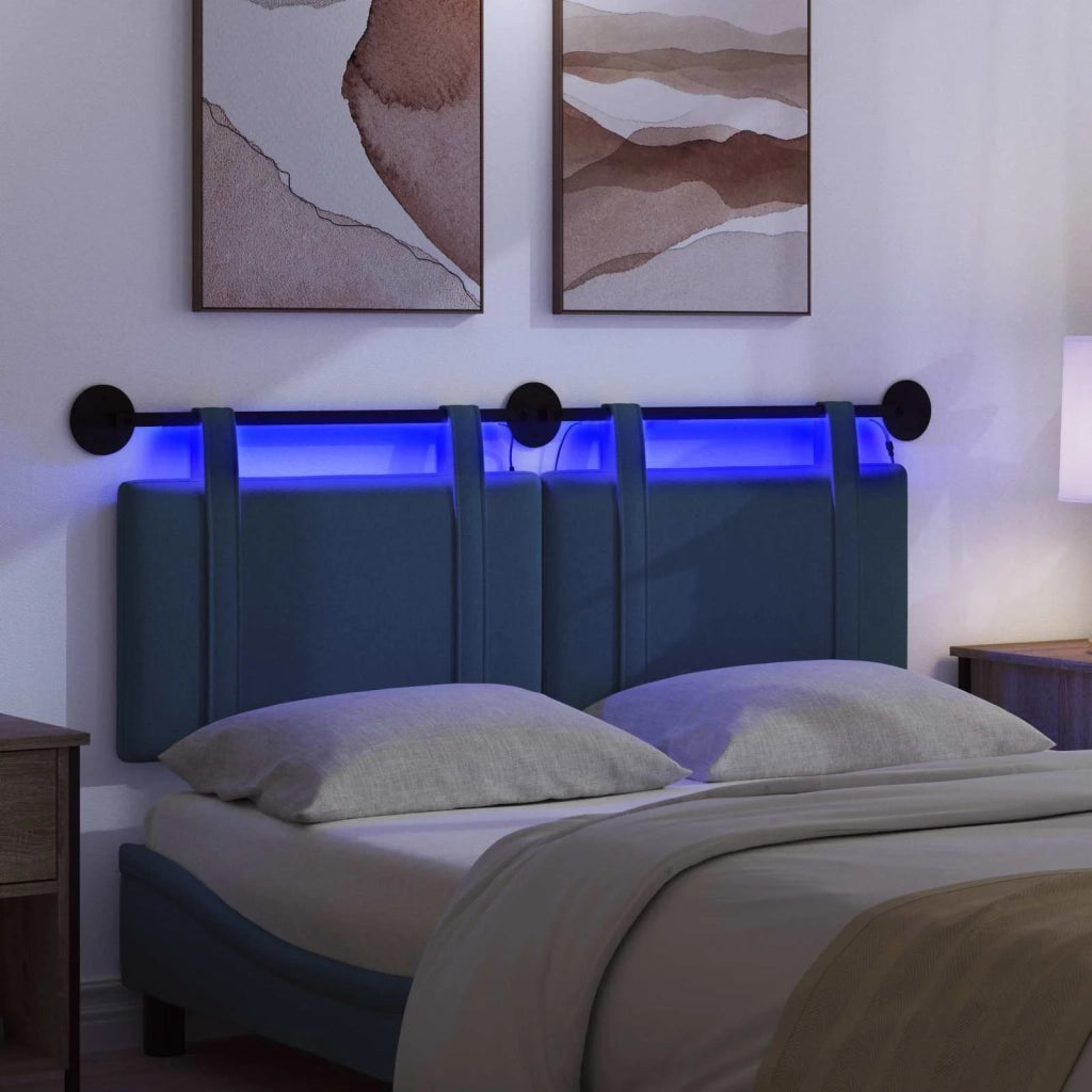 Testiera sospesa Con luce LED Blu Tessuto 3423915