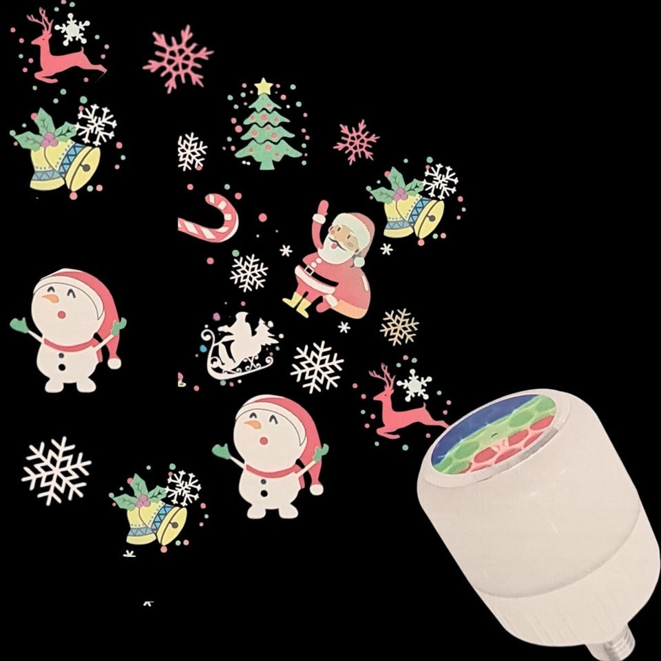 LAMPADA LAMPADINA LED RGB ROTANTE EFFETTO LUCI PROIETTORE E27 BABBO NATALE RENNE