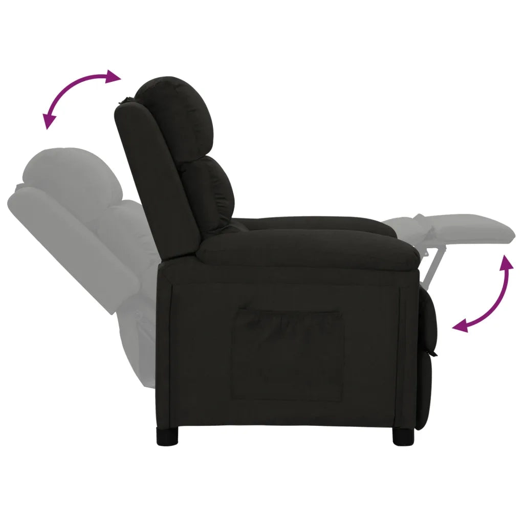 Poltrona | Sedia Relax Reclinabile in Tessuto Nero
