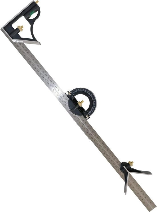Set Quadrato 24 Pollici 600mm - Angolo Multiuso - Materiale Leggero - Graduatori Regolabili - Livella Linea - Squadratura - Strumenti di Misura in Polliche/Metri