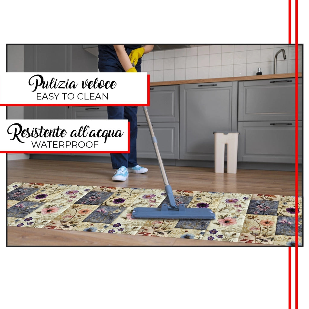 Tappeto Cucina Gomma Pvc 51x190 cm Antimacchia Passatoia Antiscivolo Antisfilo Lavabile Dis_D