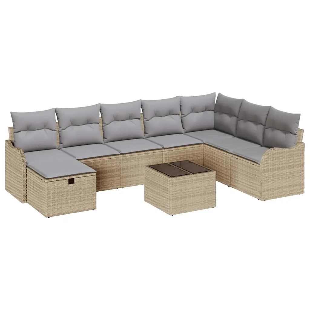 Set di divani 9 pcs Beige e Grigio Chiaro polyrattan 3359039