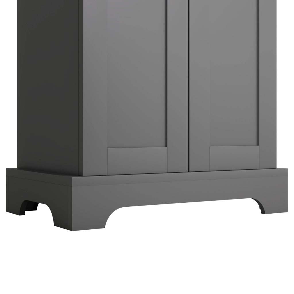 Mobile da bagno, mobile alto, design a doppia anta, ripiani regolabili, nero