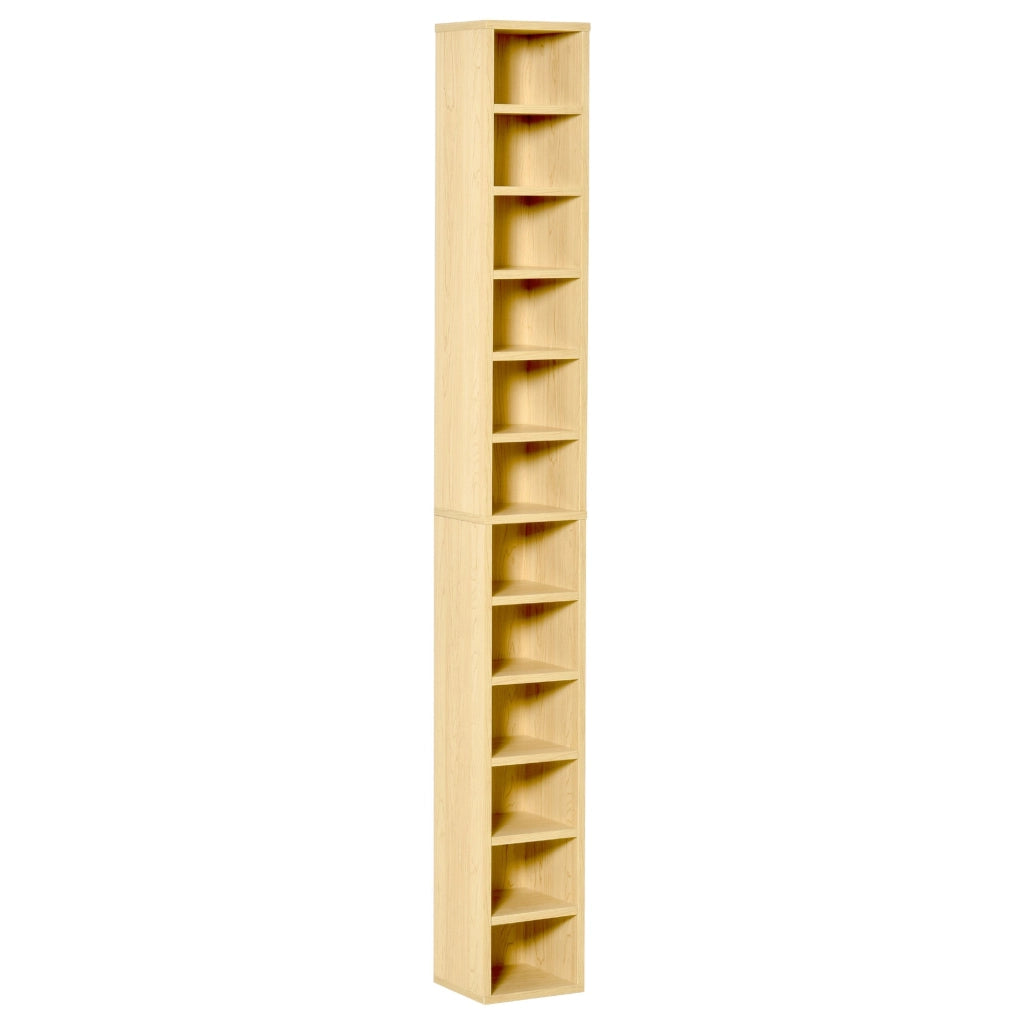 Mobile Libreria Porta CD a 12 Ripiani per 204 CD 21x20x175 cm in MDF e Truciolato Naturale