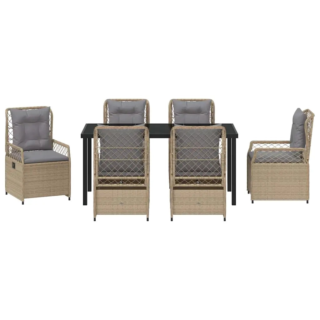 Set da Pranzo per Giardino 7 pcs Beige e Grigio Chiaro