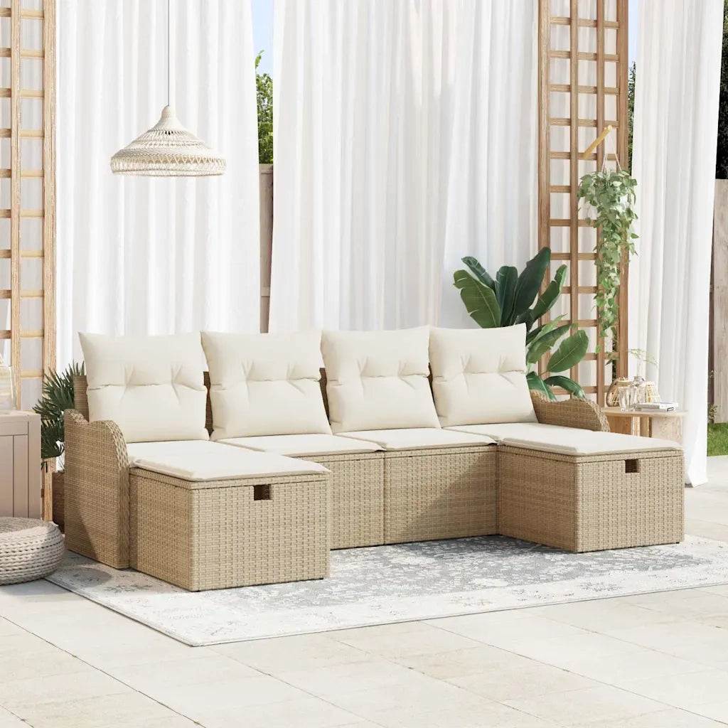 Set di divani con cuscino 6 pcs Beige e Crema polyrattan 3359020
