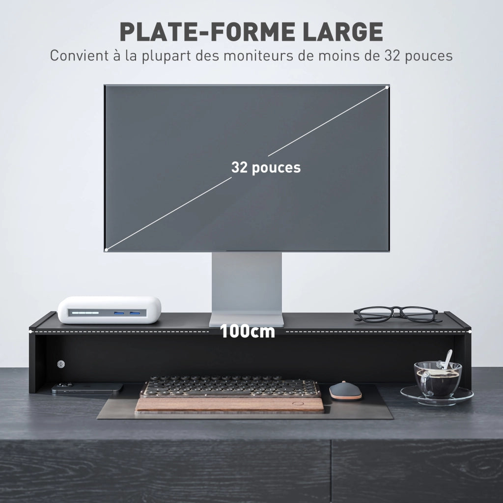 Supporto Monitor PC ¨C Zephmum ¨C 100 cm Nero con 2 Ripiani