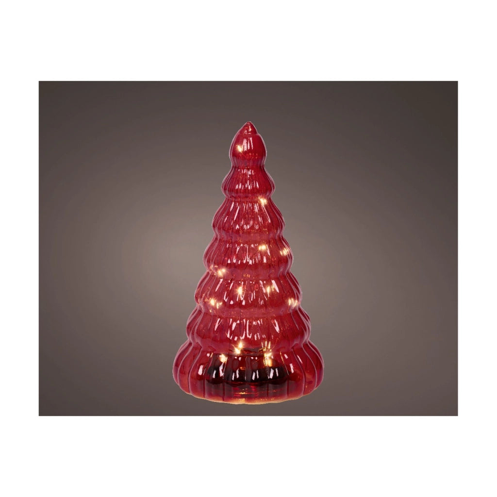 Albero Vt rosso c/LED d13x22cm