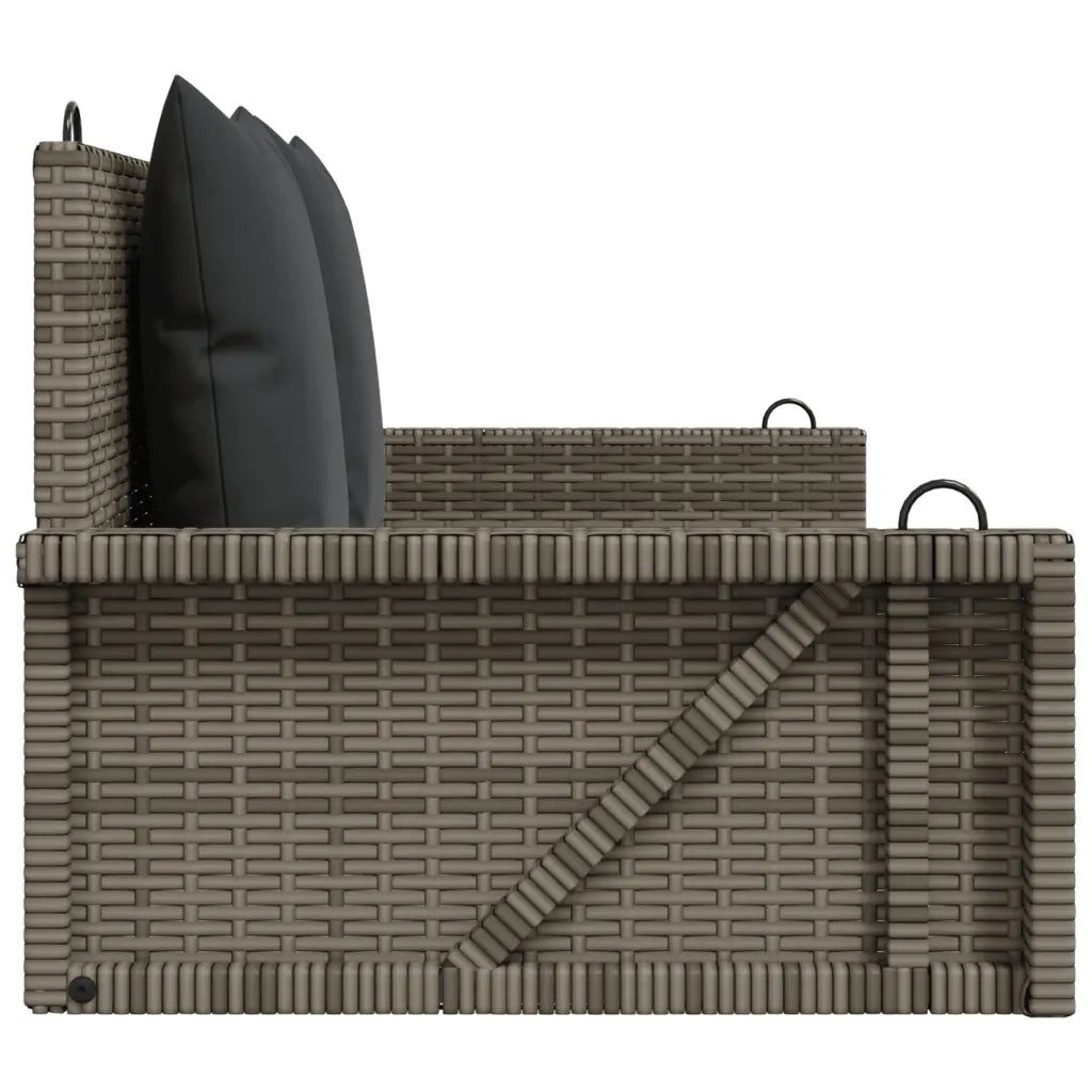Panchina Dondolo con Cuscini Grigia 119x56x48 cm in Polyrattan 365631