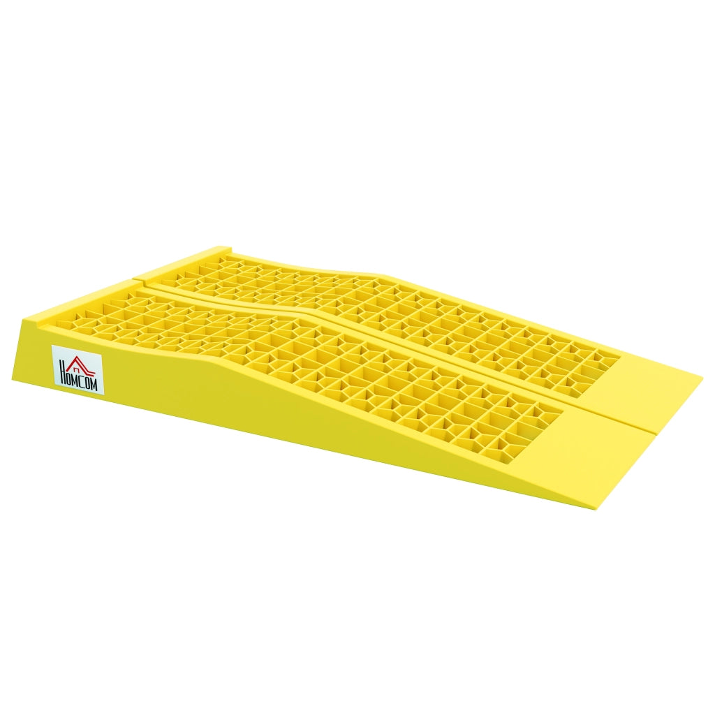 Set 2 Rampe di Carico in Plastica per Auto con Capacit¨¤ 3 Tonnellate e Superficie Antiscivolo. Giallo