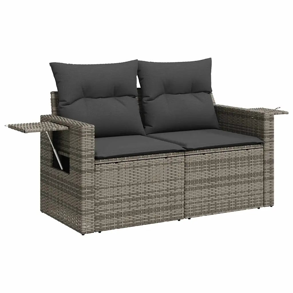 Set Divani da Giardino 3 pz con Cuscini Grigio in Polyrattan 3219859