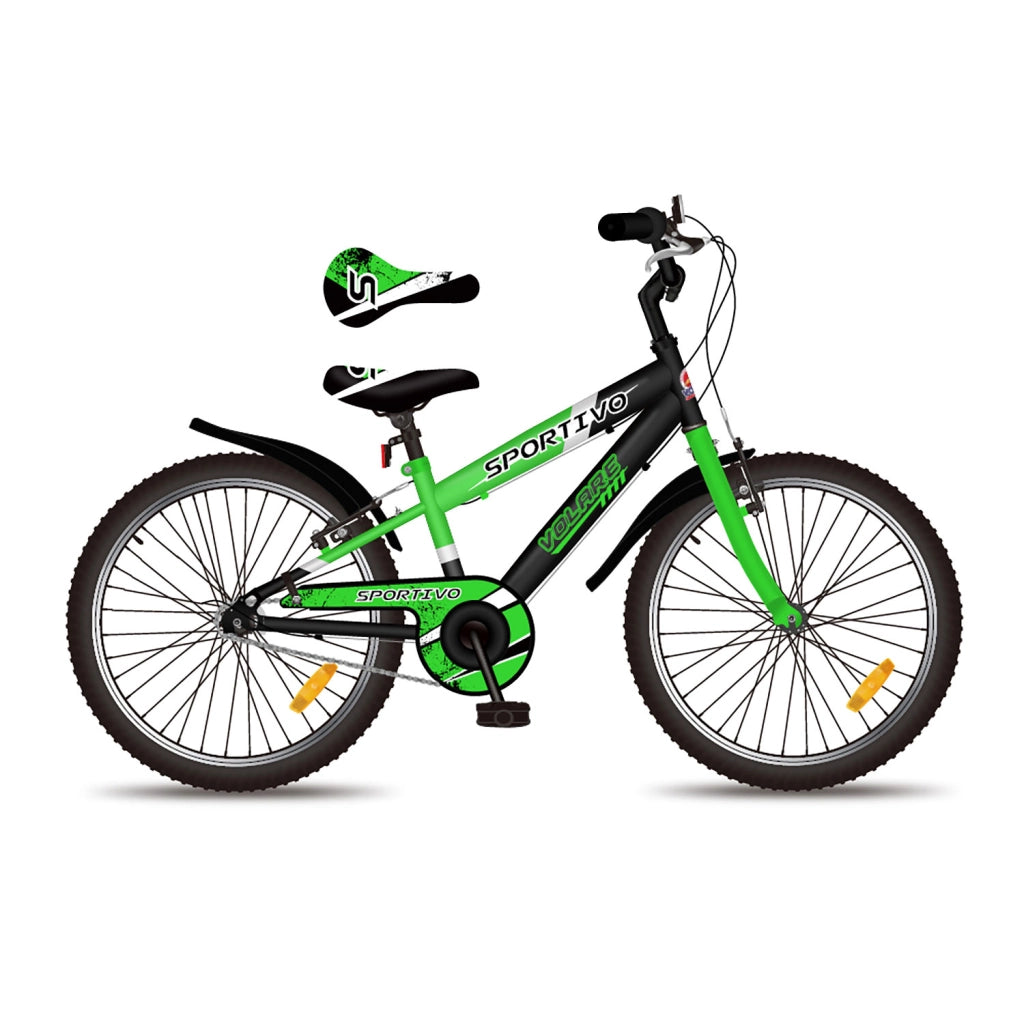 Bicicletta per Bambini 20" Stabilizzatori Freni Vbrake e Cavalletto Verde