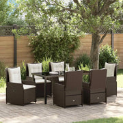 Set da Pranzo per Giardino 7 pcs Marrone polyrattan
