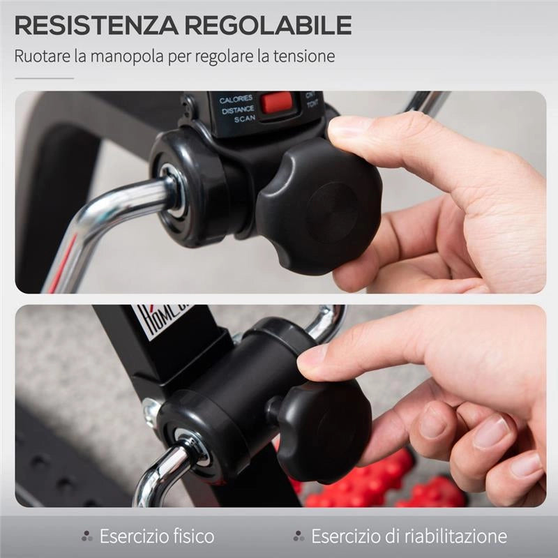 PEDALIERA PER BRACCIA E GAMBE CON SCHERMO LCD ACCIAIO 56X44-56X75-97CM NERA E ROSSA