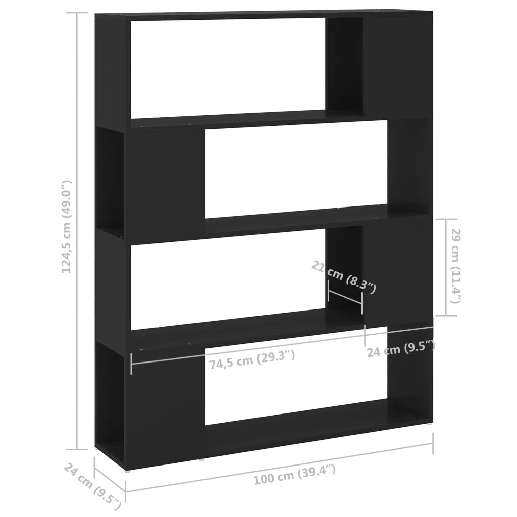 Libreria/Divisorio Nero 100x24x124 cm 809189