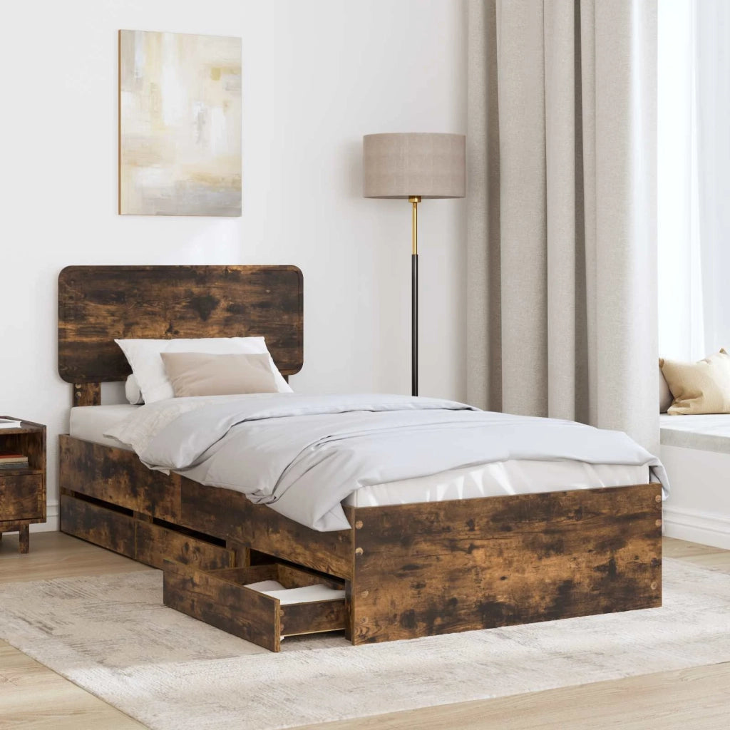 Struttura del letto-Giroletto Quercia Affumicata 100 x 200 cm 457116