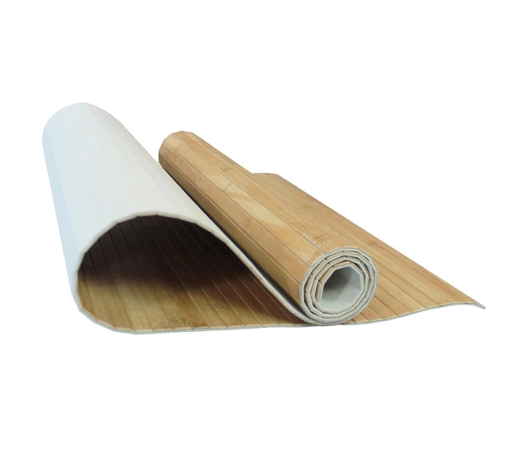 Tappeto Passatoia In Vero Bamboo Tappeto Cucina Ingresso In Legno Antiscivolo Aderente Lavabile E Antimacchia Tagliabile  - Naturale - 50x300 cm