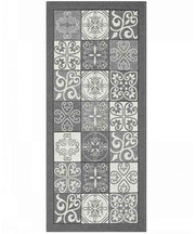 Tappeto disegno MAIOLICA GRIGIO decorazione piastrelle ceramica, passatoia cucina multiuso lavabile in lavatrice e anti-scivolo cm.55x280