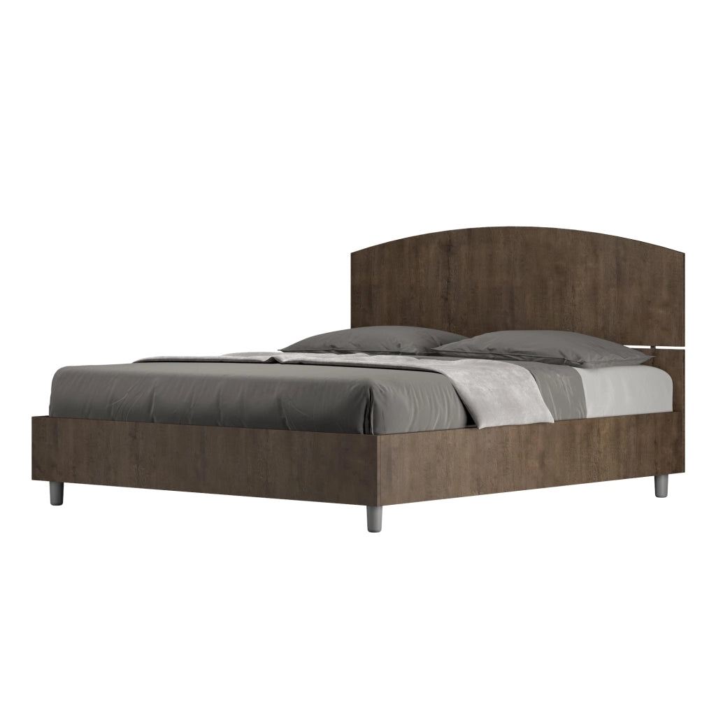 Letto Matrimoniale 160x190 cm con Rete e Contenitore Dora Noce