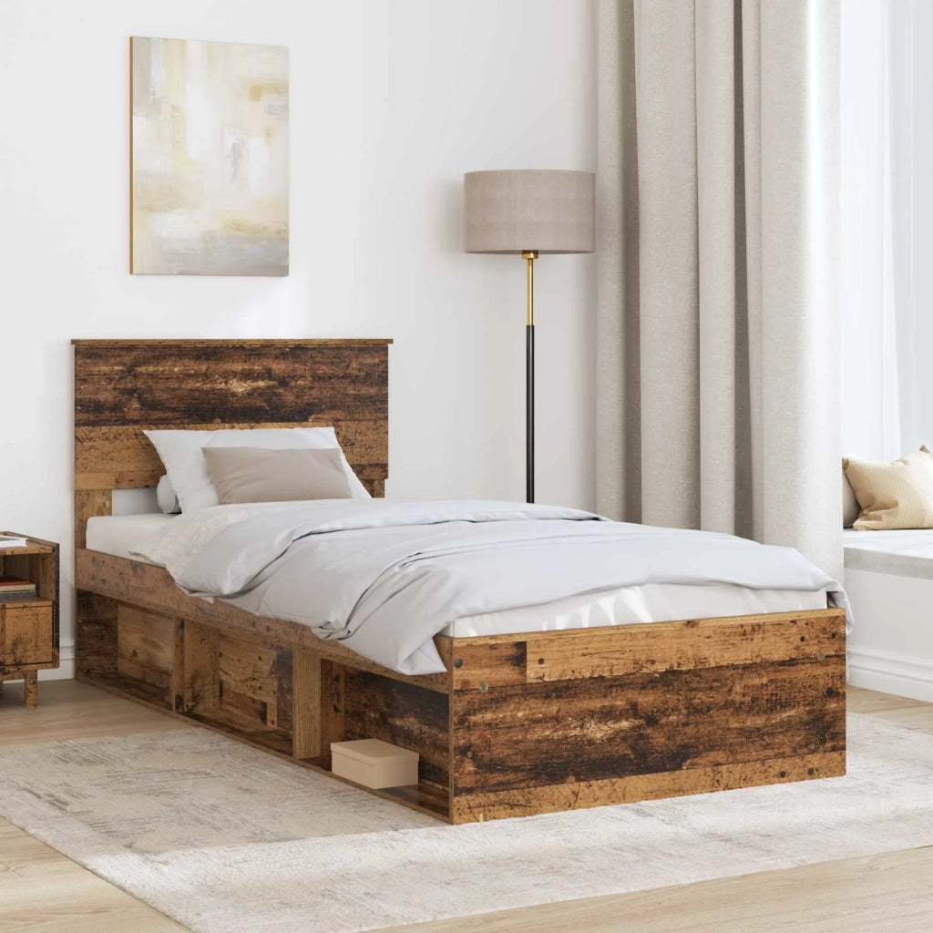 Struttura del letto con testiera Legno vecchio 100 x 200 cm