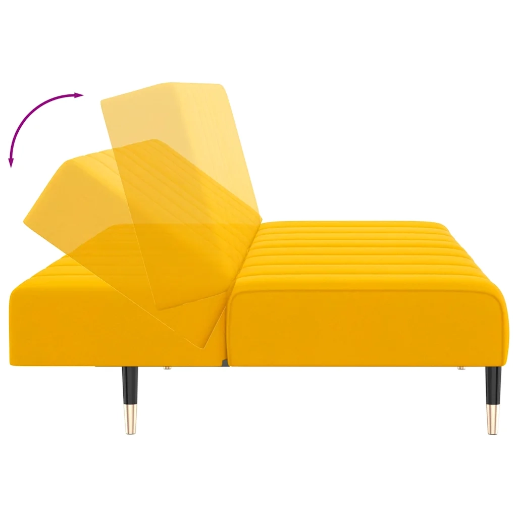 Divano letto | Sof¨¤ letto | Letto singolo a 2 Posti Giallo in Velluto