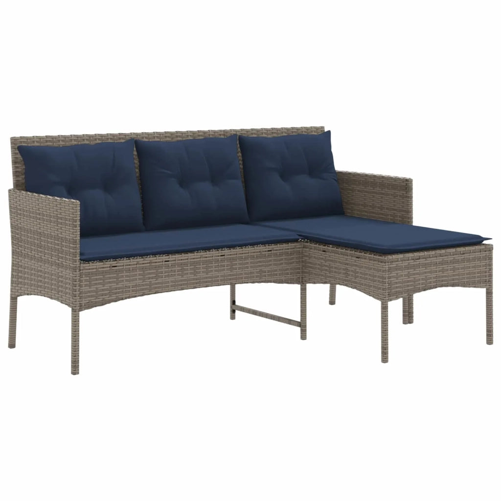 Set Divano da Giardino 2 pcs Grigio e Blu Navy polyrattan 4103810