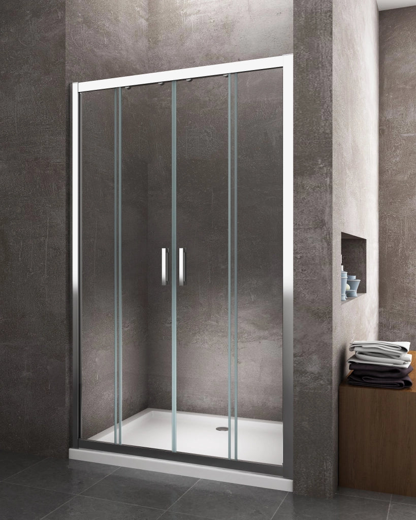 Porta doccia vetro 6 mm con apertura centrale a 4 ante per installazione in nicchia Altezza 190 cm 143-148 REGOLABILE