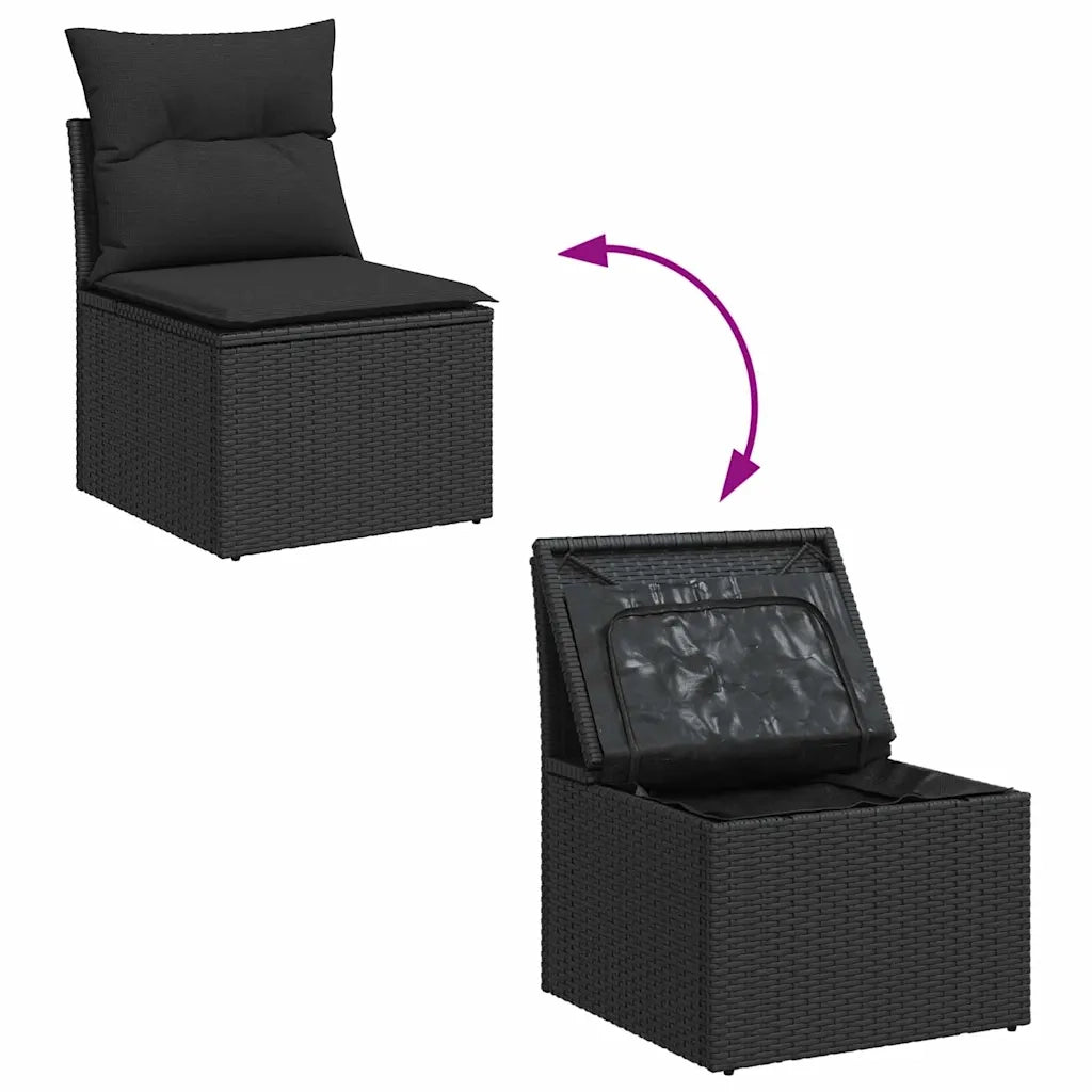 Set Divano da Giardino con cuscino 5 pcs Nero Poly Rattan 3360294