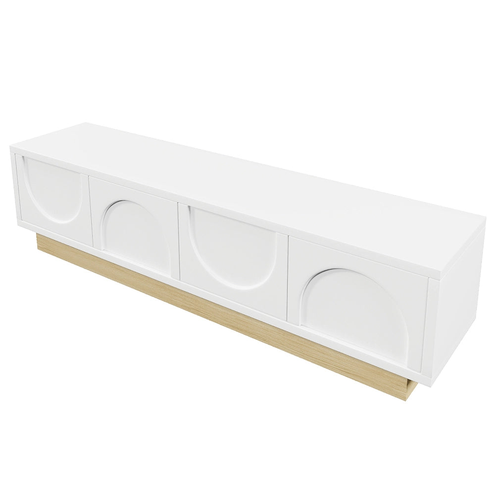 Mobile TV moderno - Xylo - 175cm bianco venato design curvo