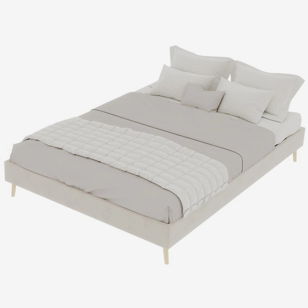Letto Contenitore Basso ¨C MINIMAL ¨C Tessuto Velluto Beige 140x200