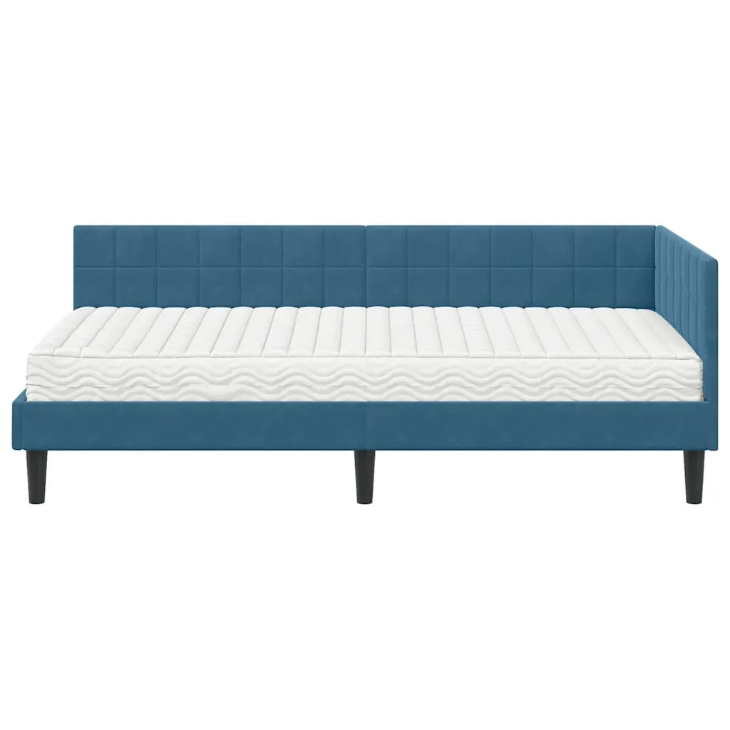 Struttura Letto Angolare con Materasso 2 pcs Blu Velluto