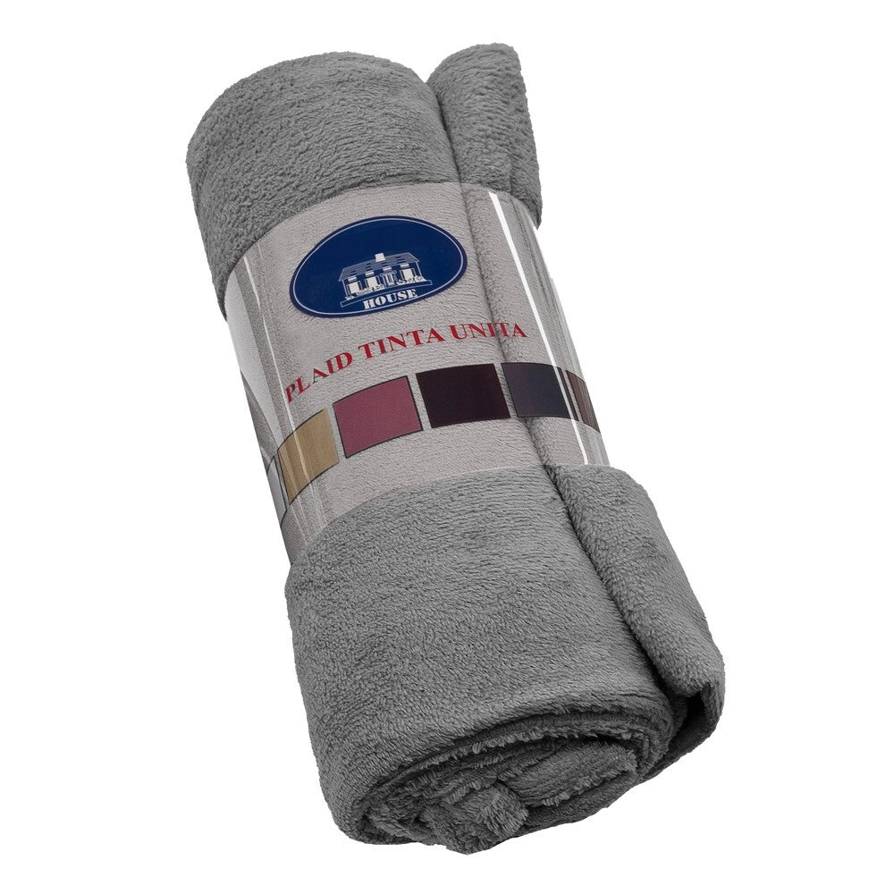 Coperta Plaid 130x160 cm Morbida Vellutata Pile Caldo Soffice Avvolgente Divano Letto Poltrona Grigio