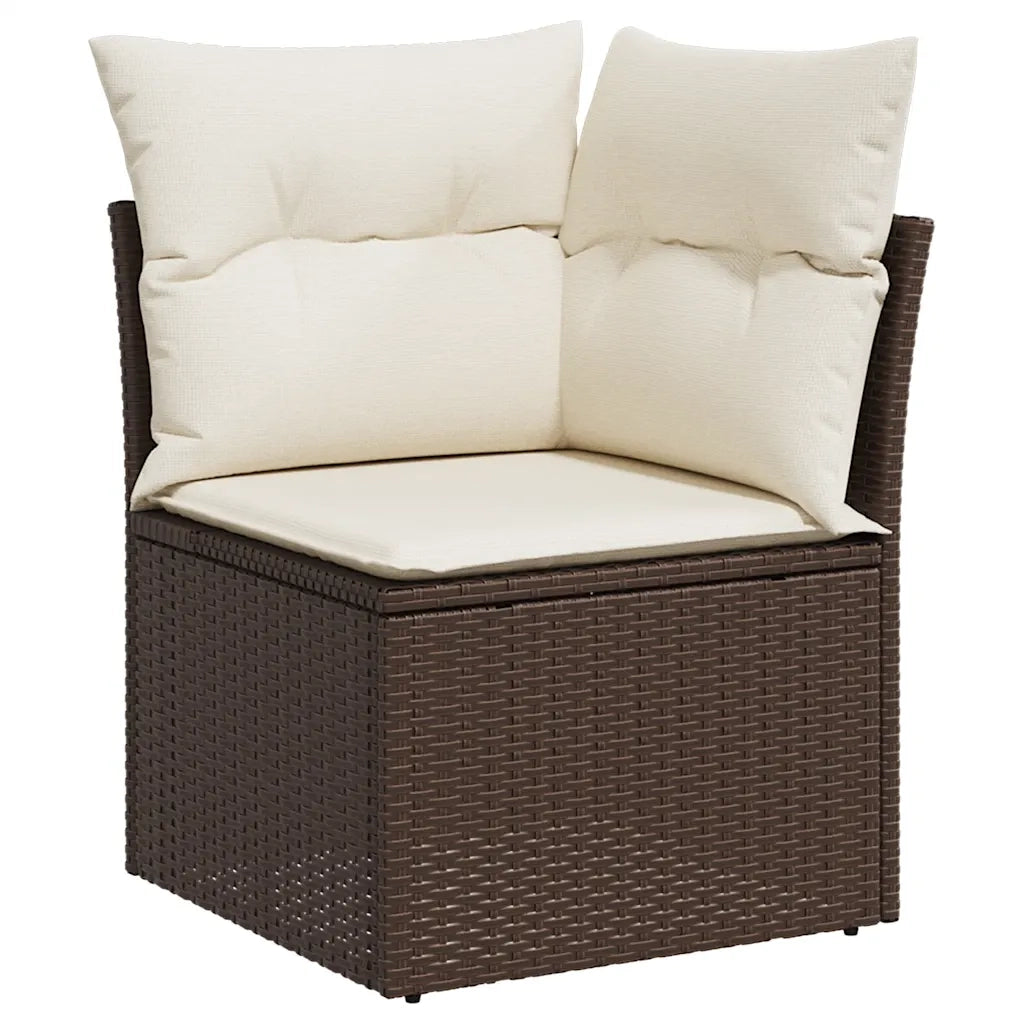 Set Divani da Giardino 9pz con Cuscini Marrone in Polyrattan 3223022