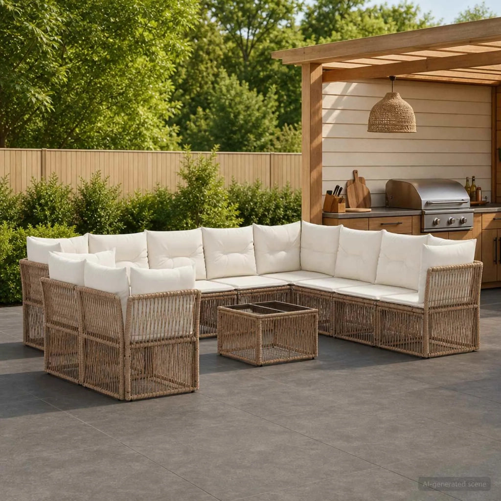 Set Divano da Giardino 11 pz Beige polyrattan 3434274