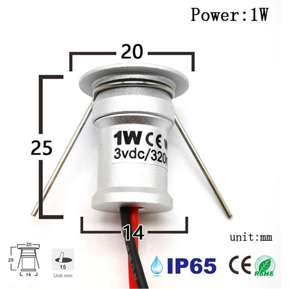 Trade Shop - 9 X Mini Faretto A Led Da Incasso 1w Cree Cob Silver Cielo Stellato Punto Luce -